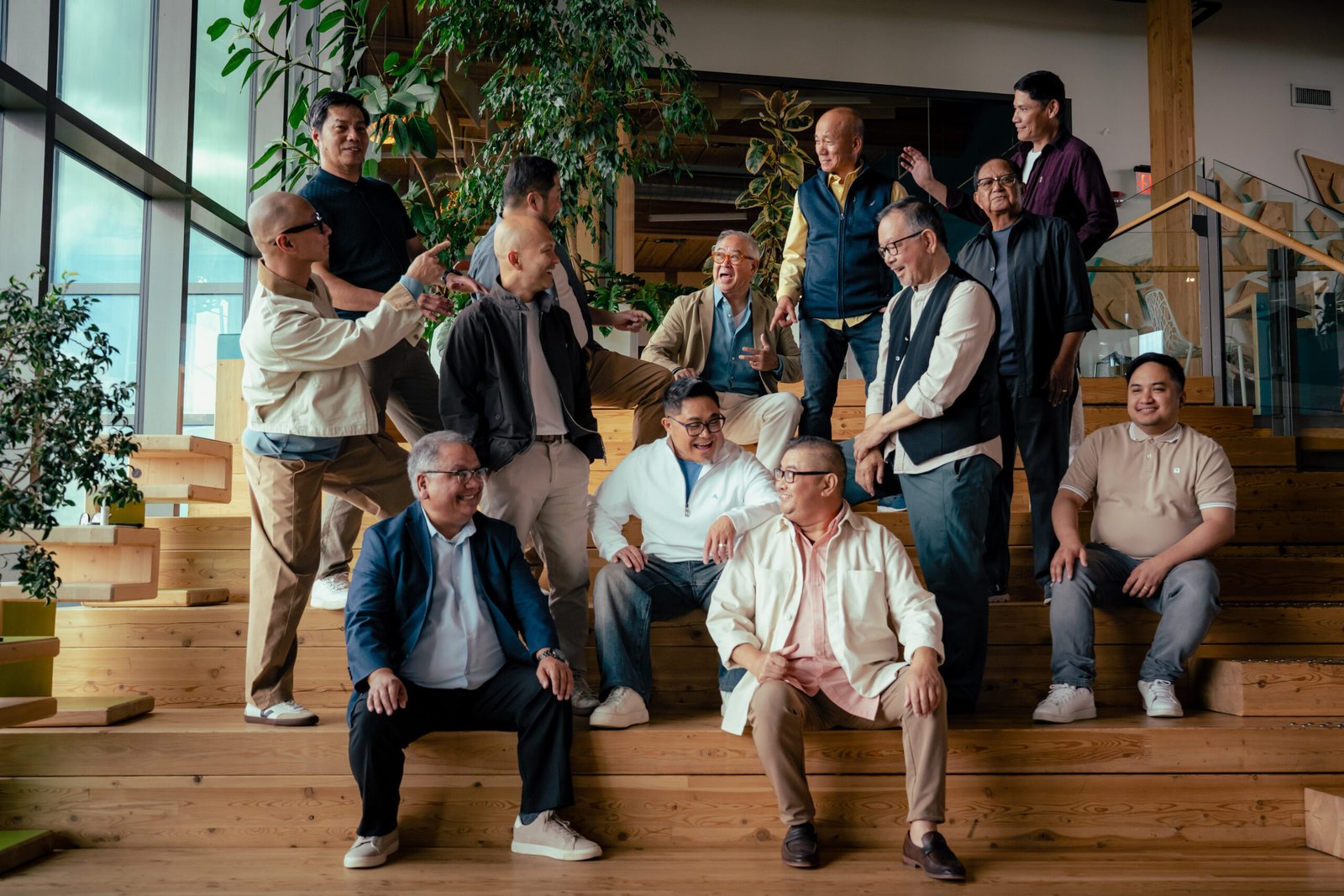 koro filipino men in casual attire fun pose